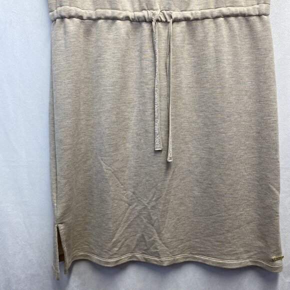 Calvin Klein Round Neck Drawstring Waist Sleeveless Dress Women Medium Beige - Picture 10 of 16
